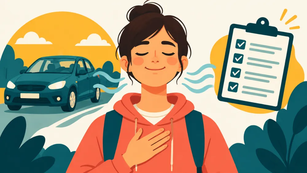 Illustration: Prüfungsangst beim Führerschein: So bleibst du ruhig